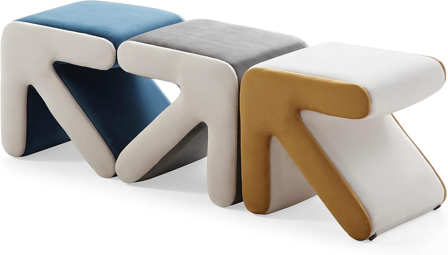 Moderno sofá tapizado de terciopelo, banco de zapatos, taburete multifacético, mesa de café, diseño de flecha, decoración artesanal para sala de