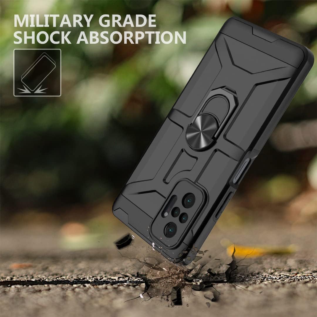 Jeylly Funda para Redmi Note 10 Pro, Redmi Note 10 Pro Max con protector de pantalla de vidrio templado, resistente a prueba de golpes 360