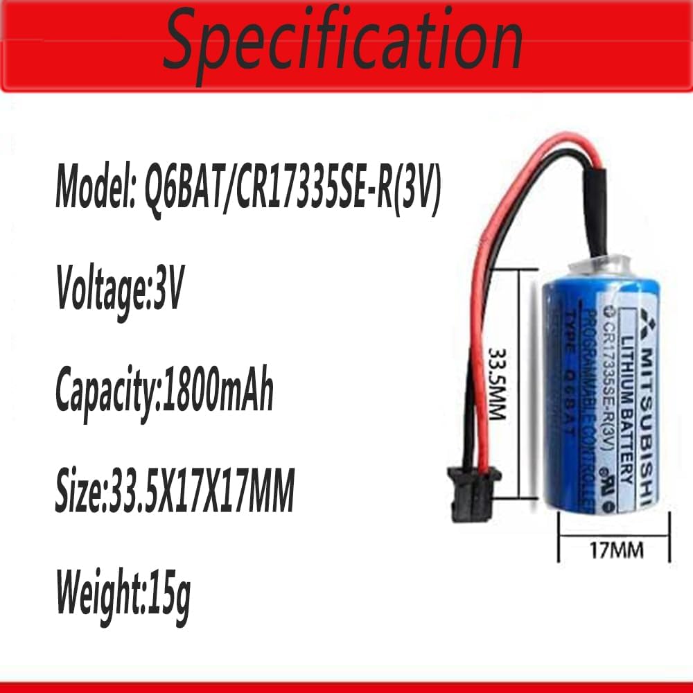 Paquete de 4 batería de litio Q6BAT CR17335SE-R (3V) para controlador programable del sistema QNS