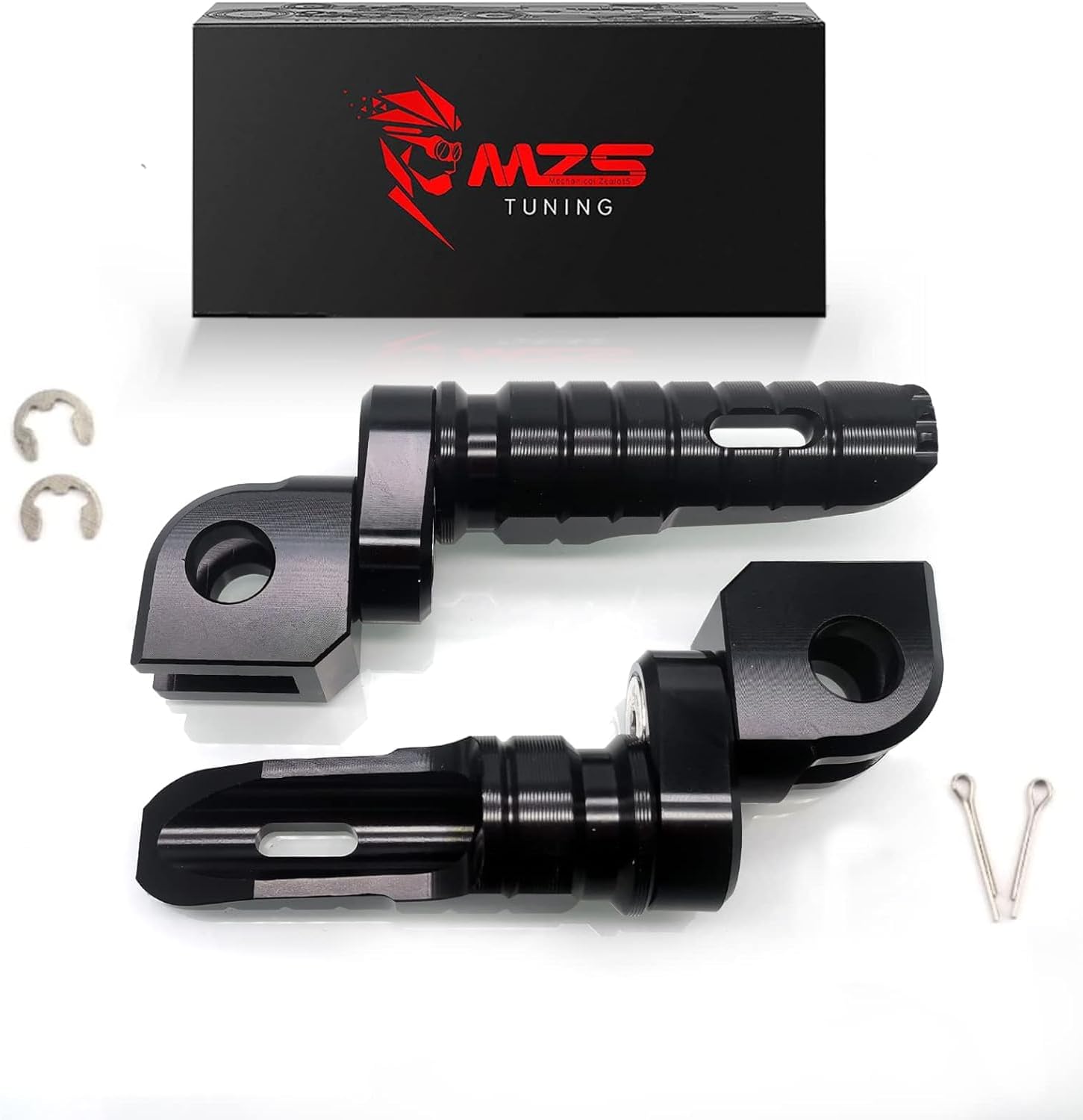 MZS Estriberas para motocicleta, estriberas delanteras para jinete, pedal de descanso ajustable de aluminio negro compatible con GROM Monkey CBR 600