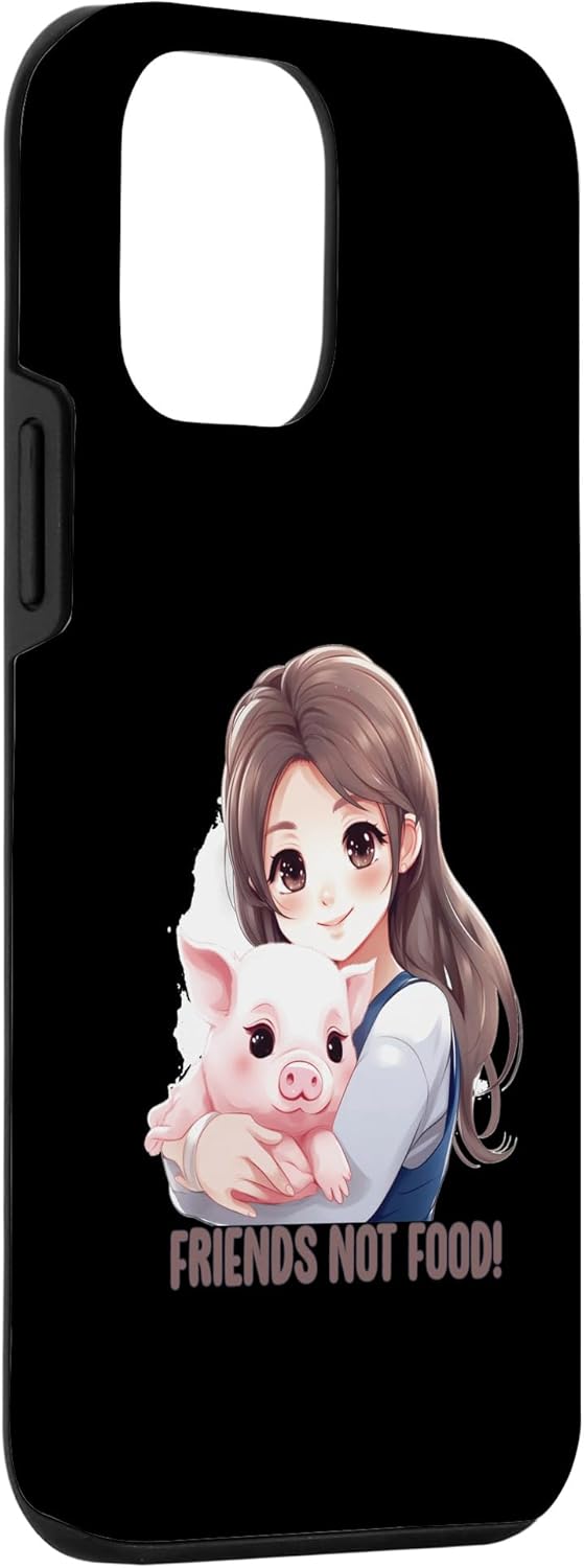 iPhone 12 mini friend not food cute pig hug anime girl vegan Idea Creative Case