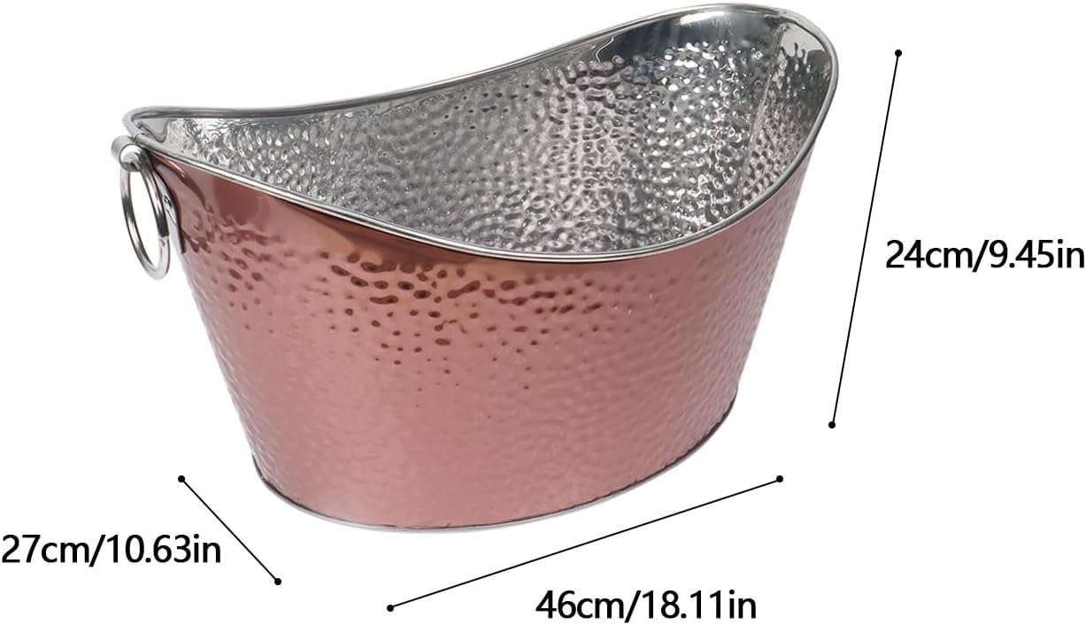 Bañera de bebidas de 12 L, cubo de champán de acero inoxidable, cubo de hielo grande con asas, cubo de bebida para fiestas, bar en casa