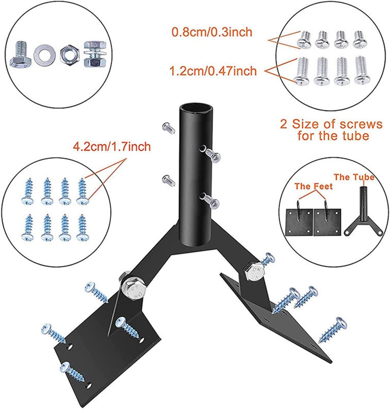1 juego de veleta ajustable Ridge Vent montaje de techo, montaje de paletas de acero para cúpula con soportes de montaje extensión negro