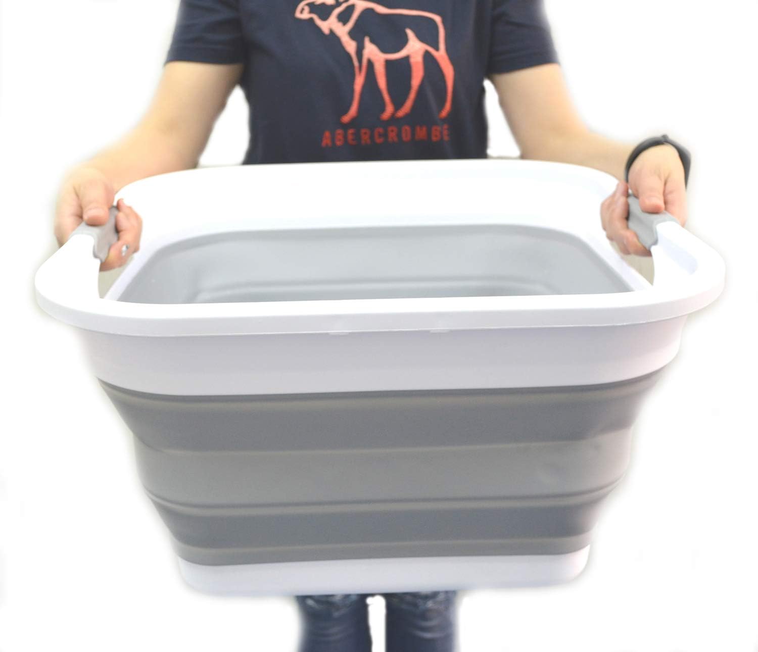 SAMMART Cesta plegable de plástico para la ropa sucia de 32 litros  Contenedor de almacenamiento plegable  organizador  Tina de lavado portátil