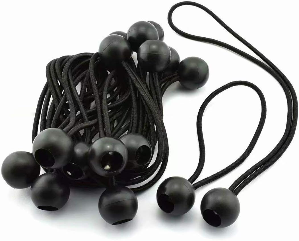 BeGrit Cuerdas elásticas de bola de 6 pulgadas para toldo, correas de amarre para tienda de campaña, color negro, 10 piezas