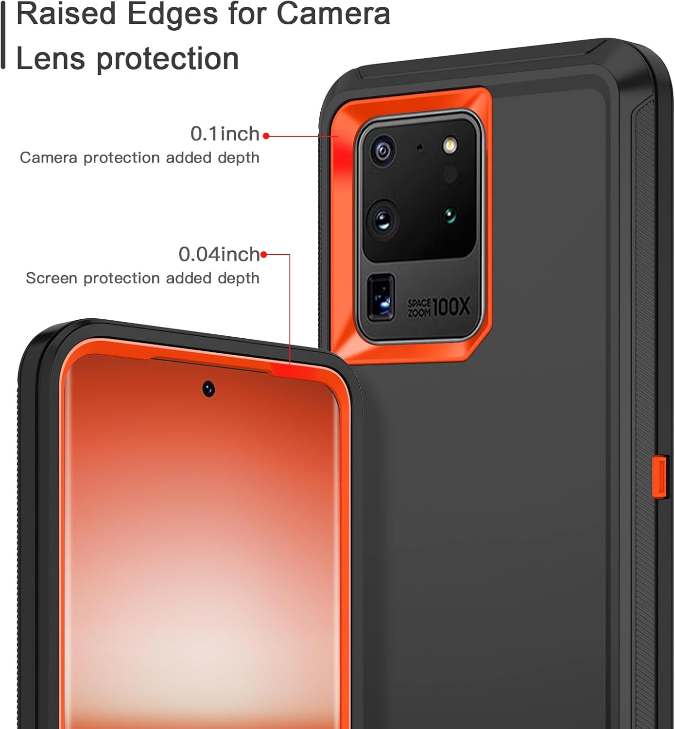 I-HONVA Funda para Galaxy S20 Ultra a prueba de golpes, a prueba de polvo y caídas, 3 capas de protección de cuerpo completo sin protector de