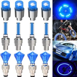12 luces LED de tapa de válvula de rueda de neumático para automóvil, bicicleta, motor de rueda (azul) 12 luces LED de tapa de válvula de rueda de neumático para automóvil, bicicleta, motor de rueda (azul)