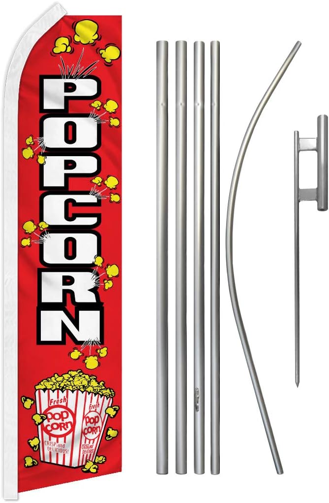 Popcorn Swooper – Kit de bandera y poste publicitario  Perfecto para frentes de tiendas, negocios, minoristas, tiendas, camiones de comida, eventos,
