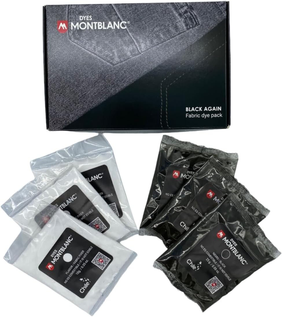 Tintes Montblanc – Tinte para tela con fijador, color verdadero para teñido anudado, color negro puro, paquete de 3
