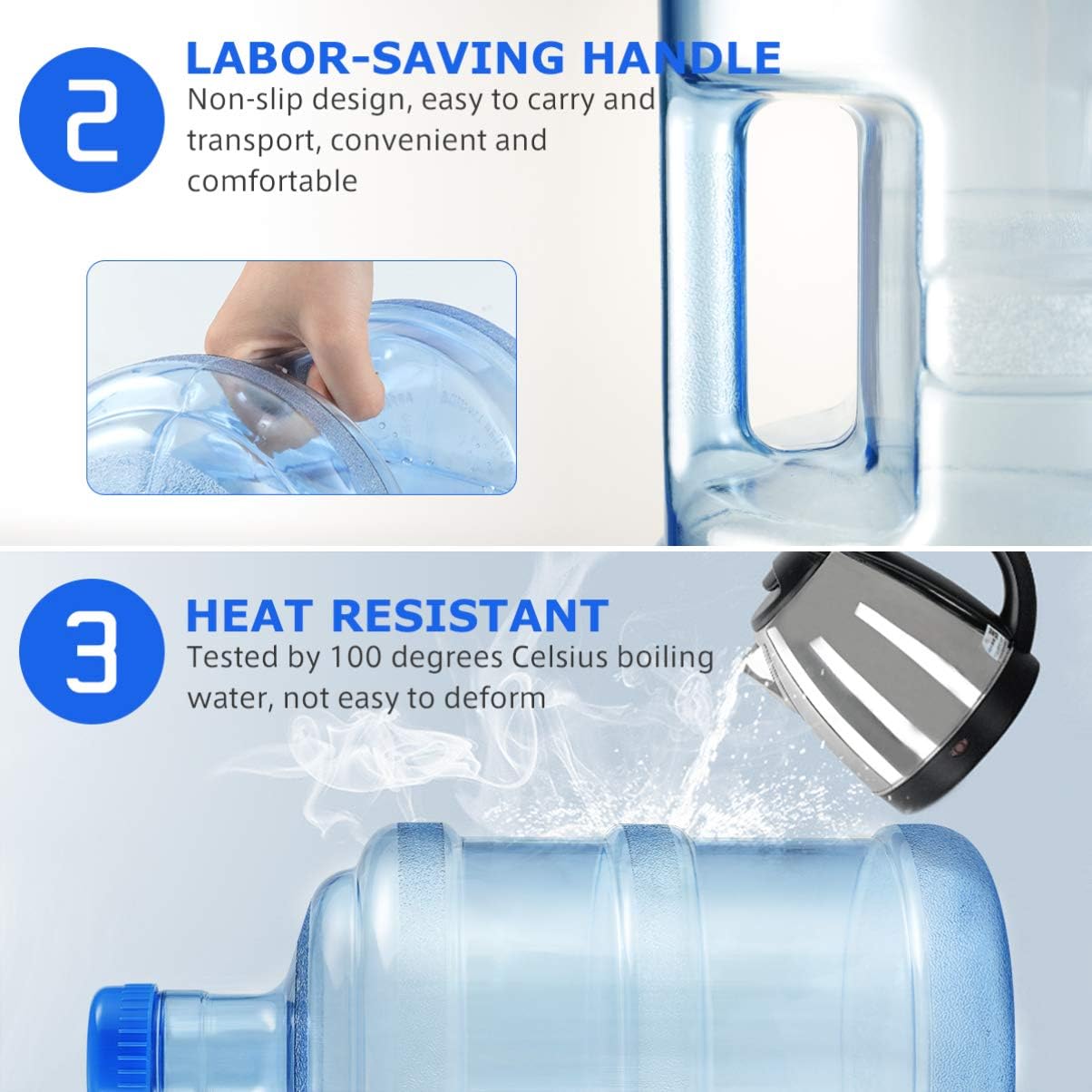 Botella de agua de 5 litros con tapa de rosca, botella de agua mineral portátil, barril de agua para deportes al aire libre, viajes, camping, jarra