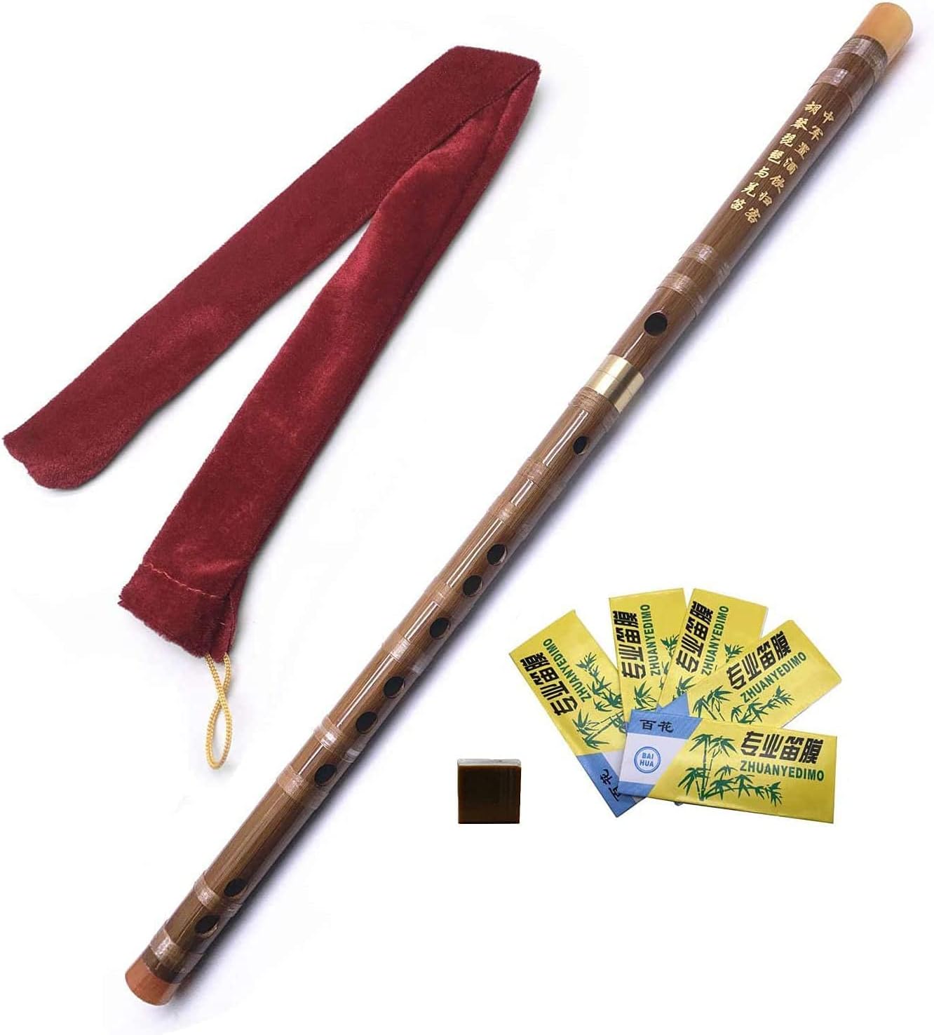 LANDTOM Flauta Dizi Instrumento chino tradicional hecho a mano con membrana de bambú (llave E)