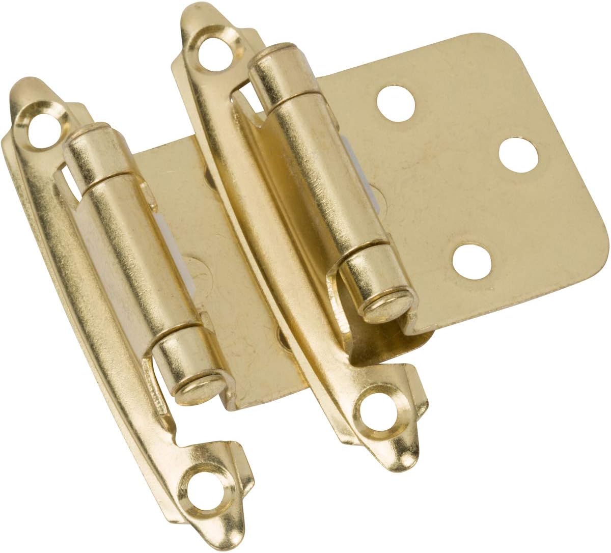DecoBasics Bisagras de gabinete chapadas en latón (dorado) para gabinetes de cocina (10 pares -20 piezas) -Superposición de 12 pulgada (variable) –
