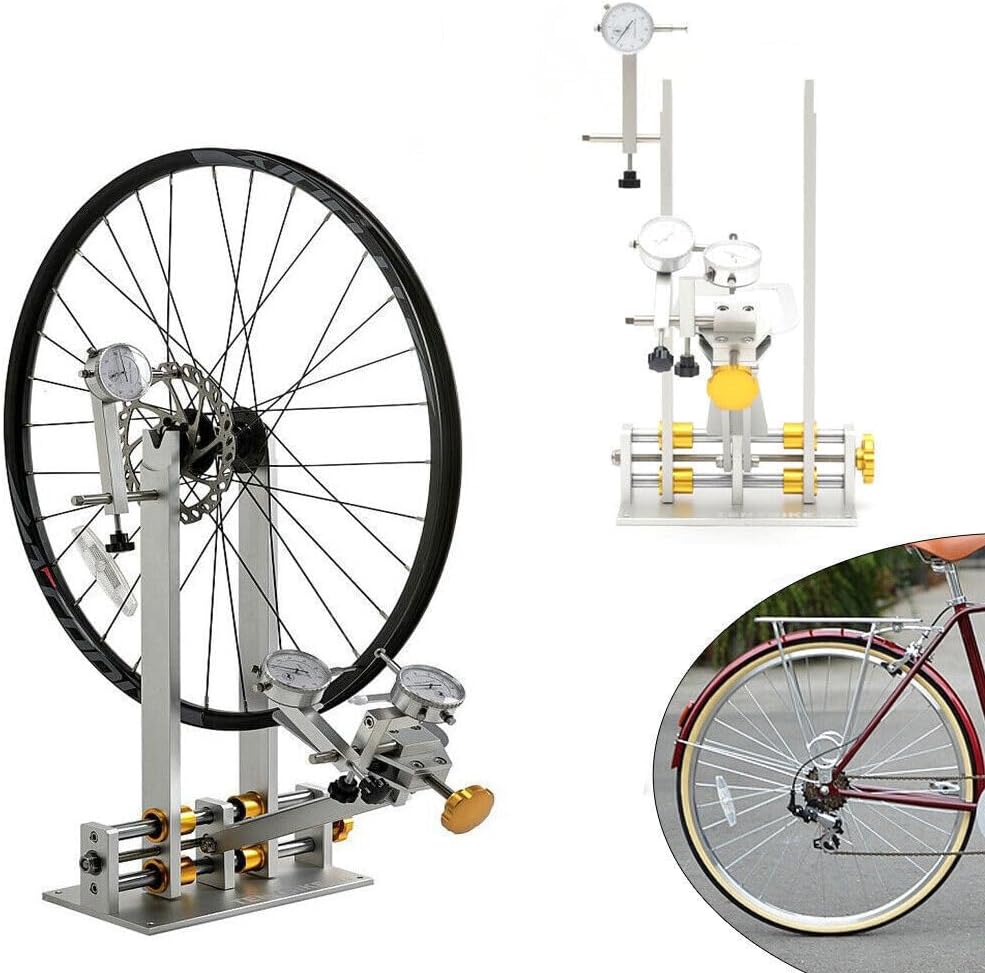 RustyVioum Soporte de rueda de bicicleta, plataforma de reparación de mantenimiento de cubo de bicicleta+herramienta mecánica para ruedas de 10″ a