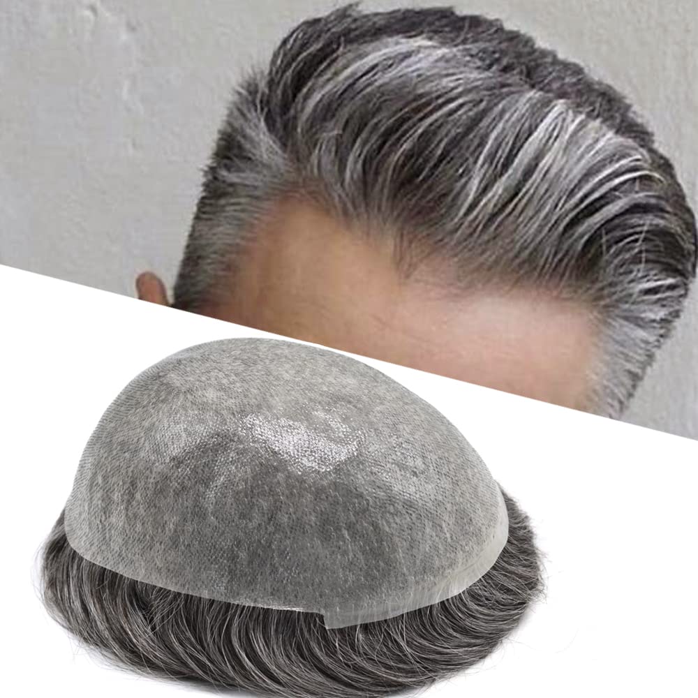 Healthlif Toupee para hombres Pieza de pelo ultrafina para piel Toupee Men Sistema de cabello humano con bucle en V para hombres Unidad de cabello