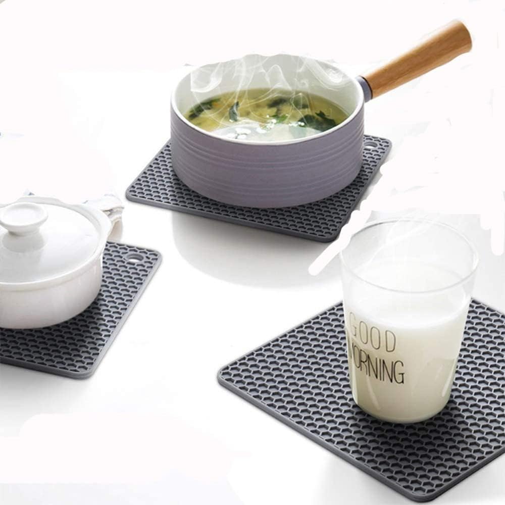 Juego de 4 alfombrillas de silicona para salvamanteles, almohadillas para ollas, manteles suaves para encimera de cocina, mesas, platos calientes,