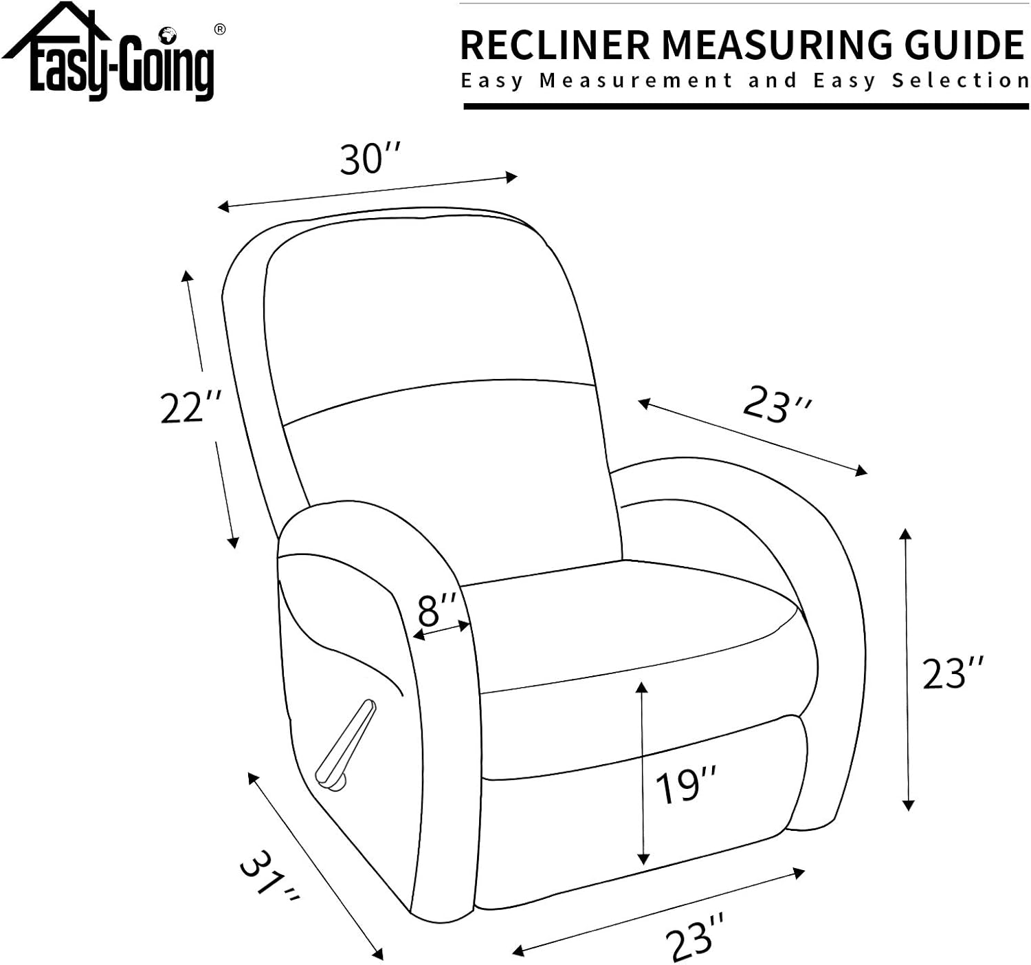 Easy-Going Funda reclinable 100% impermeable doble, elástica, suave, para perros, funda de sofá para sofá reclinable, protector de muebles a prueba