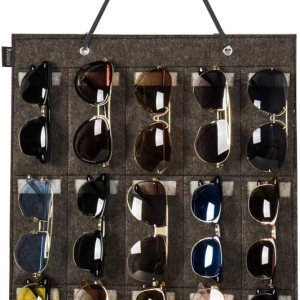Organizador de lentes de sol para colgar en la pared, organizador de lentes de sol, 15 ranuras, organizador de almacenamiento para gafas (gris Organizador de lentes de sol para colgar en la pared, organizador de lentes de sol, 15 ranuras, organizador de almacenamiento para gafas (gris