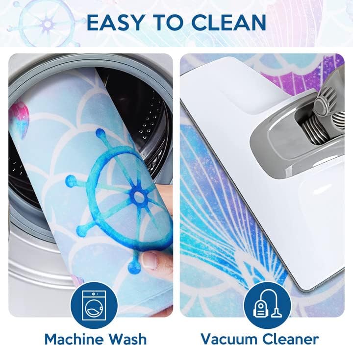 FRAMICS Juego de 2 tapetes de baño de sirena, tapetes de baño rosa y azul para niñas, alfombras de baño suaves y absorbentes, antideslizantes, para