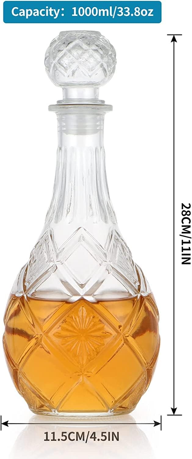 Paradise Beach Decantador de licor, decantador de vidrio con tapón hermético, botella decantadora para whisky, brandy, escocés, vodka, bourbon (33.8