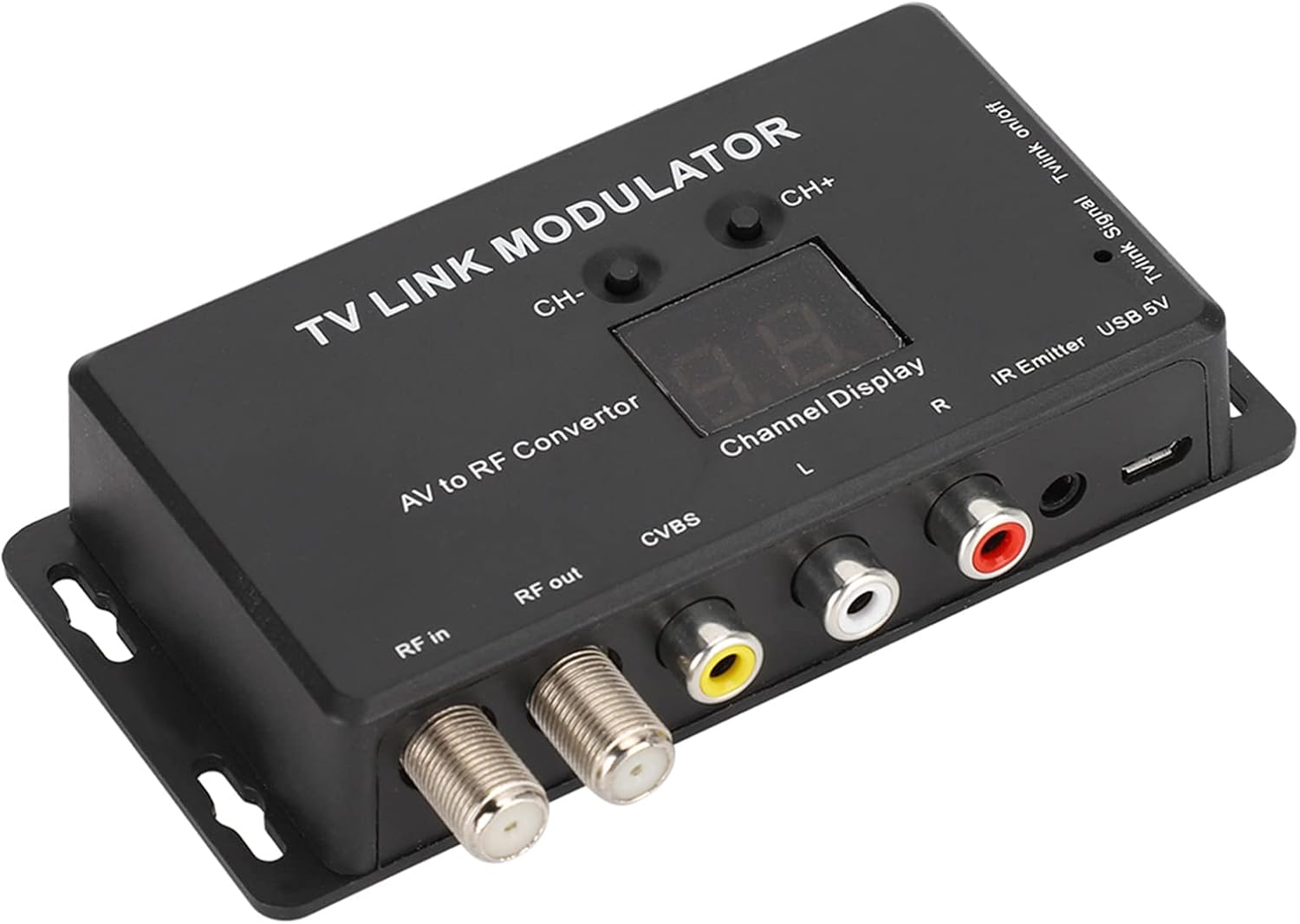 Modulador UHF, modulador de enlace de TV TM70, convertidor AV a RF, extensor IR con pantalla de canal, modulador RF para TV con cable de carga USB