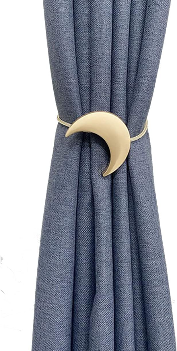 Alzapaños magnéticos de metal, 1 par de clips de metal para cortina de luna, sujetadores de cuerda, menisco, dorado, para cortinas decorativas para