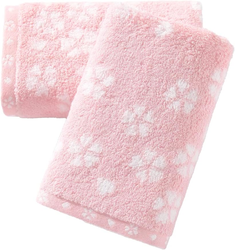 sense gnosis Juego de 2 toallas de mano color rosa súper suaves 100% algodón, diseño floral Sakura, súper suaves, altamente absorbentes, toallas de