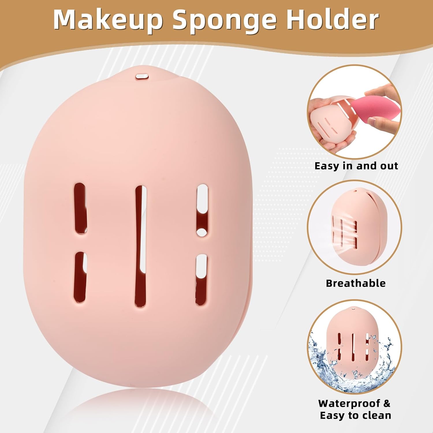 Organizador de estuche para licuadora, estuche de esponja de silicona, organizador de brochas de maquillaje con soporte para esponja de maquillaje,