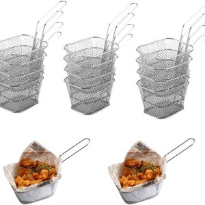 Cesta para papas fritas, mini cesta cuadrada para papas fritas para servir, cesta de acero inoxidable para freír con asa, cocina, restaurante Cesta para papas fritas, mini cesta cuadrada para papas fritas para servir, cesta de acero inoxidable para freír con asa, cocina, restaurante