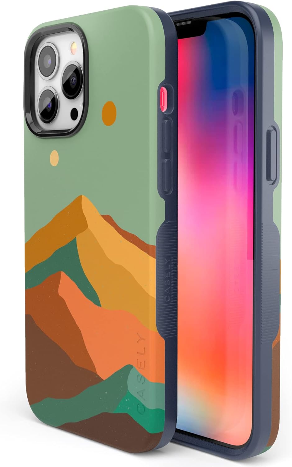Casely Funda para iPhone 13 Pro  Compatible con MagSafe  Endless Peaks  Funda de montaña con bloques de color
