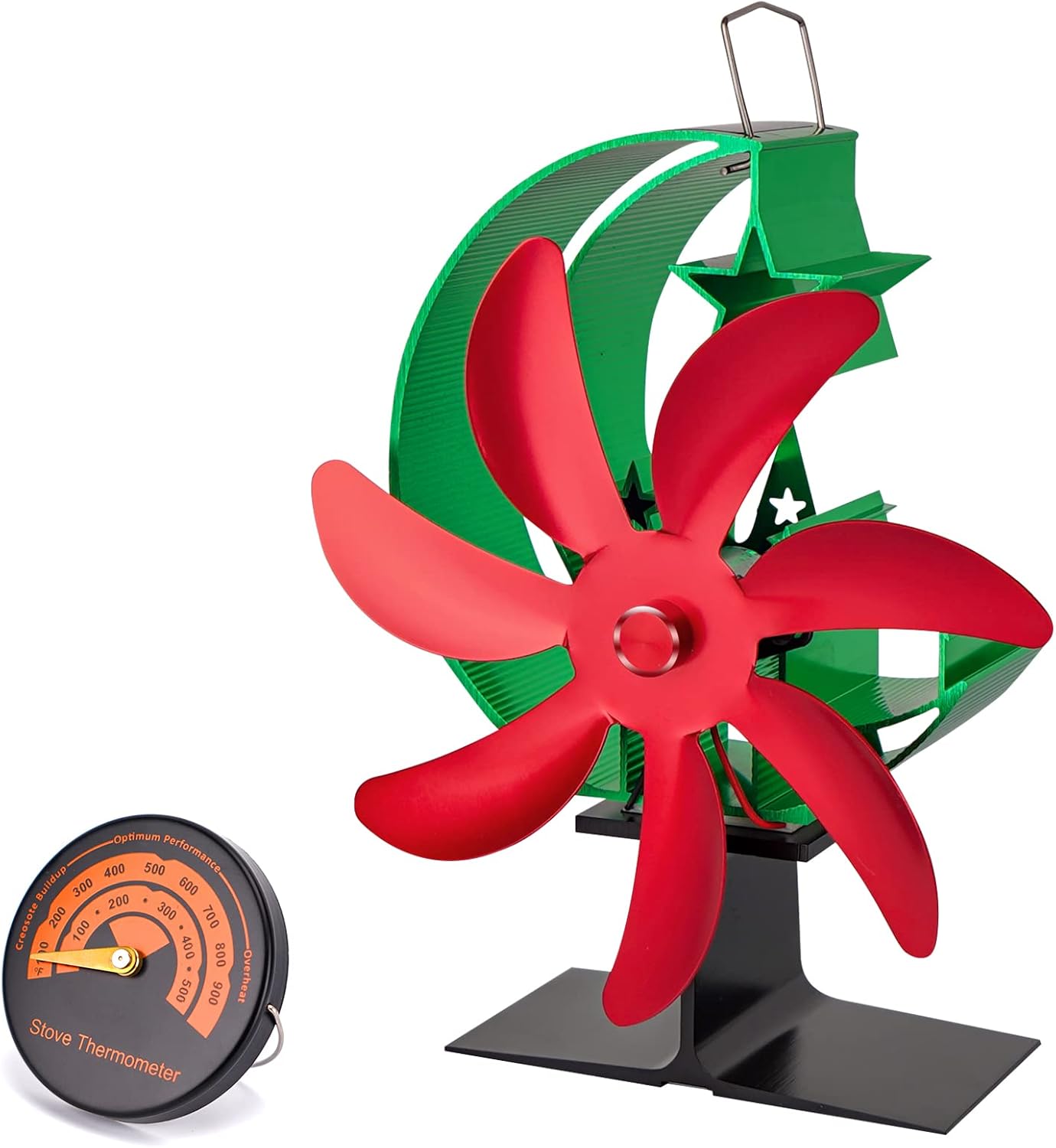 LAMA Ventilador de estufa alimentado por calor, ventiladores de quemador de madera de 7 aspas para estufa de leña, ventilador de quemador de troncos