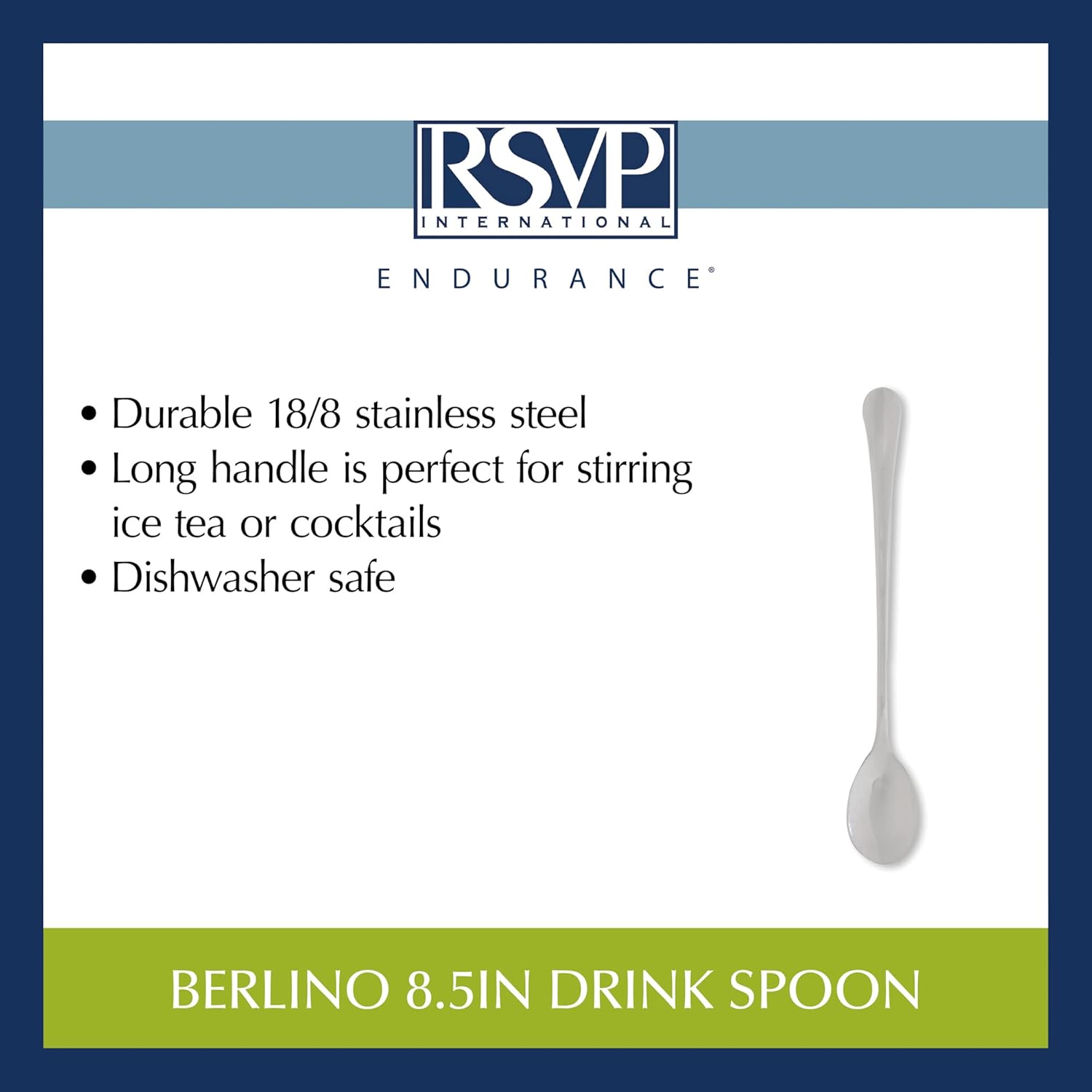 RSVP International Endurance Collection – Cuchara de café y barrio, Berlino, 8.5 pulgadas, acero inoxidable