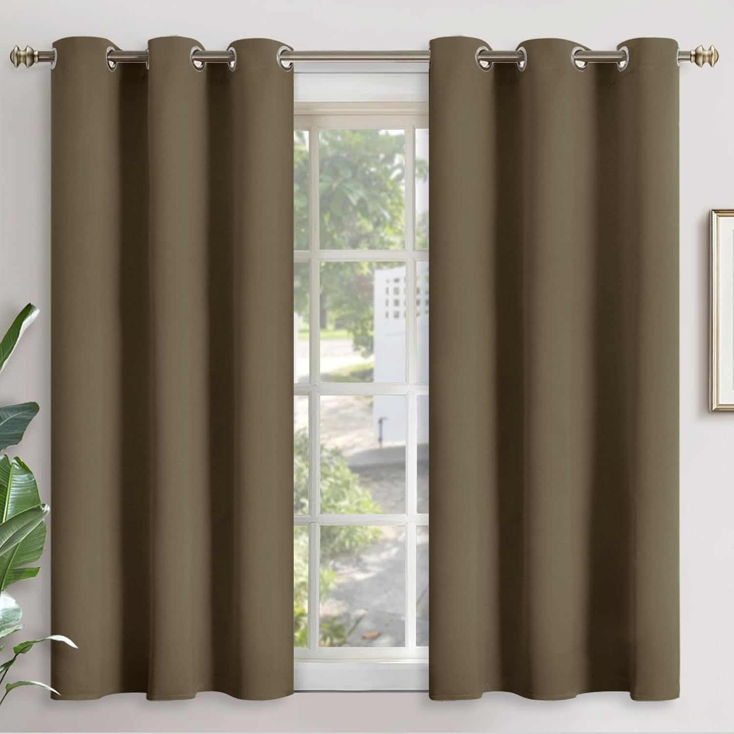 YoungsTex Cortinas opacas cortas para dormitorio, con aislamiento térmico y ojales, cortinas de ventana para oscurecer la habitación, para sala de