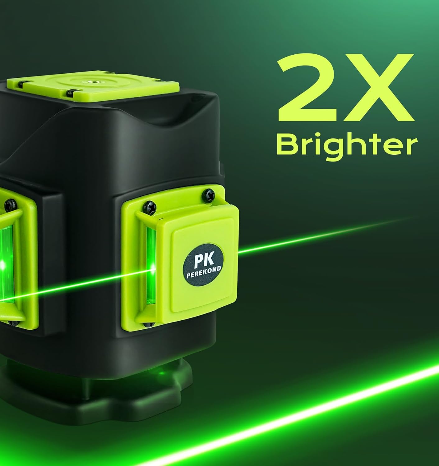 Nivel láser autonivelante 3 x 360 , 2 líneas cruzadas verdes más brillantes, nivel láser 3D profesional para construcción, herramienta de medición