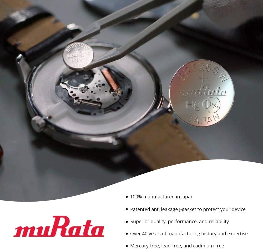 Murata 397 SR726SW Batería 1.55V Celda de botón de reloj de óxido de plata – Sustituye a Sony 397 (2 baterías)