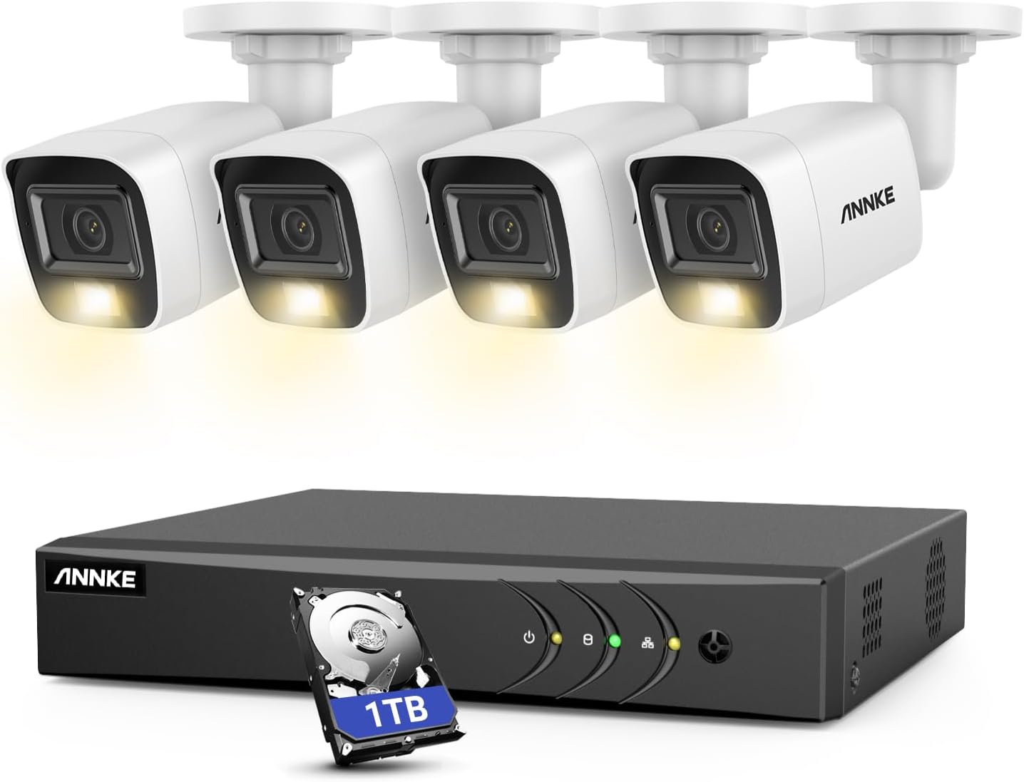 ANNKE Sistema de cámara de seguridad 8CH 3K, DVR de vigilancia 3K Lite, 4 cámaras CCTV 3K 5MP 2960* 1665 con audio, luz dual, micrófono incorporado,