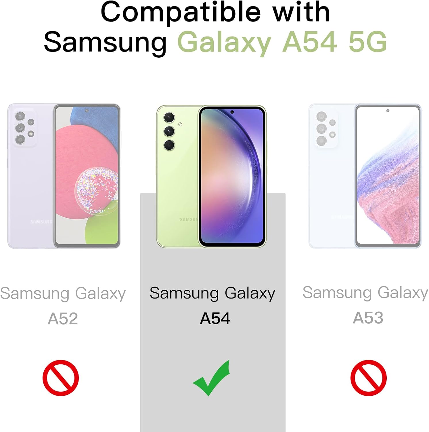 JETech Funda para Samsung Galaxy A54 5G de 6.4 pulgadas, no amarillenta a prueba de golpes, funda protectora para teléfono, parte trasera de