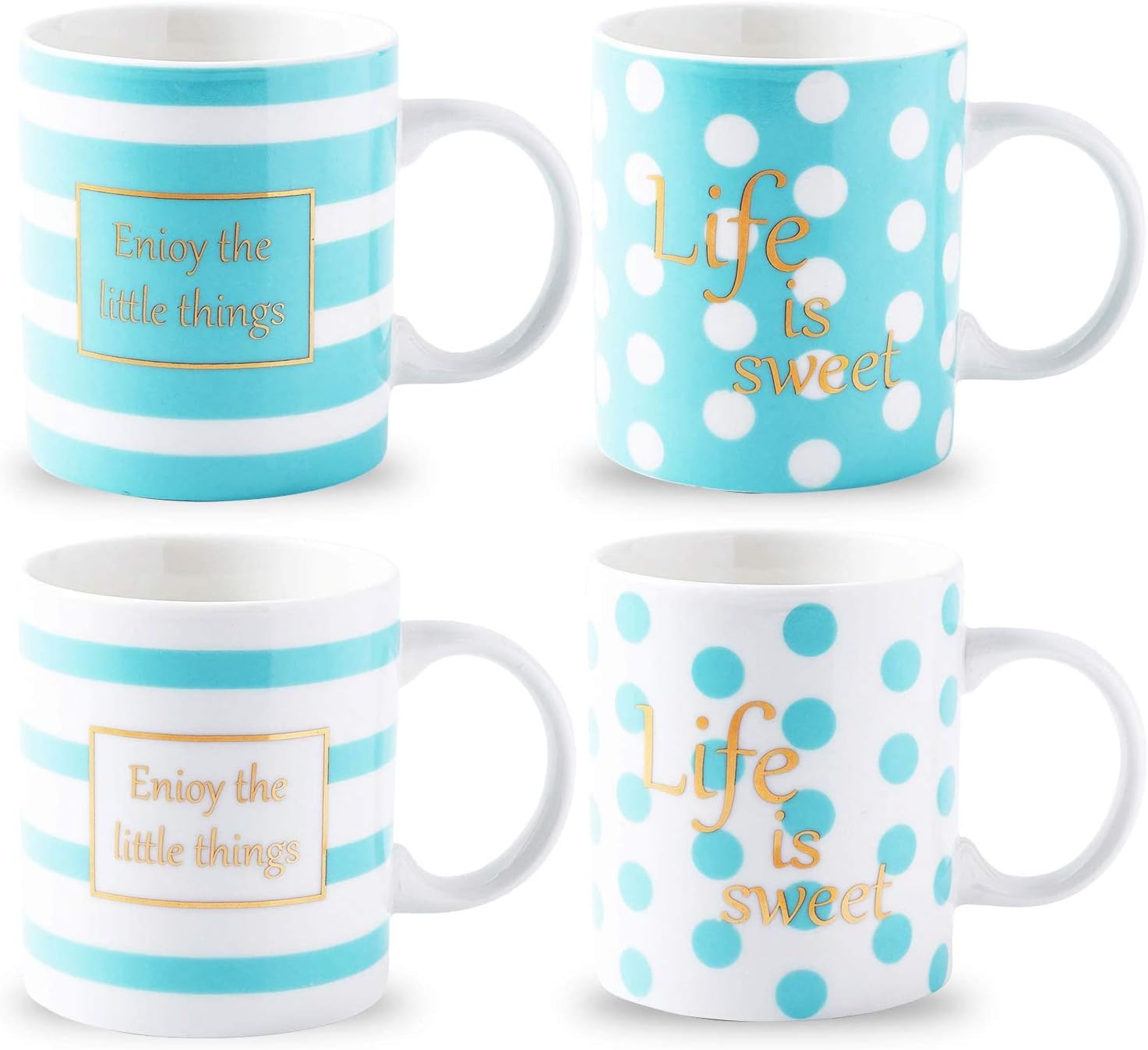 Bruntmor Juego de 4 tazas de café de 11 onzas, 18 onzas, juego de tazas de café grandes de porcelana de colores degradados, apilables, el mejor