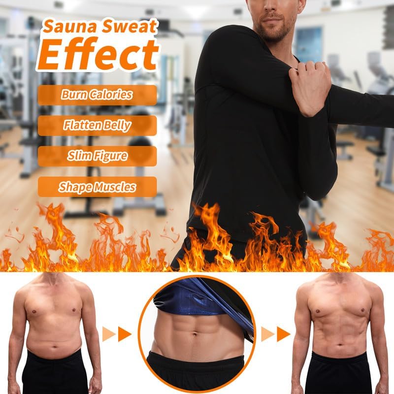SHAPERIN Sauna Shirt for Men Weight Loss Sauna Jacket Tops Heat Trapping Sauna Suit Sweat Vest Body Shaper Gym Workout