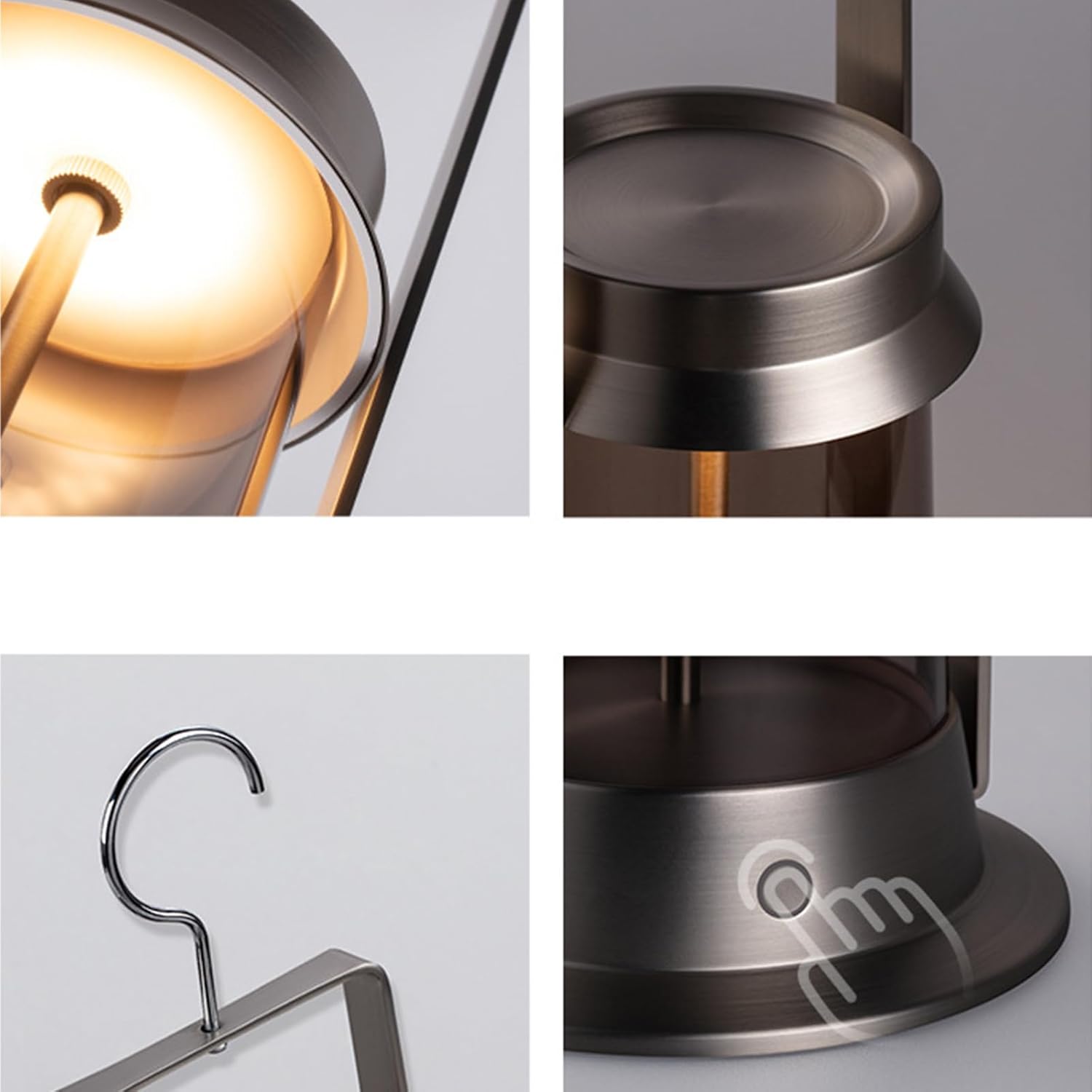 Portable Metal Table Lamp for IndoorOutdoor ,Rechargeable Cordless LED Lamp, 3-Colour Infinitely Dimming Battery Powered Small Desk Lamp,