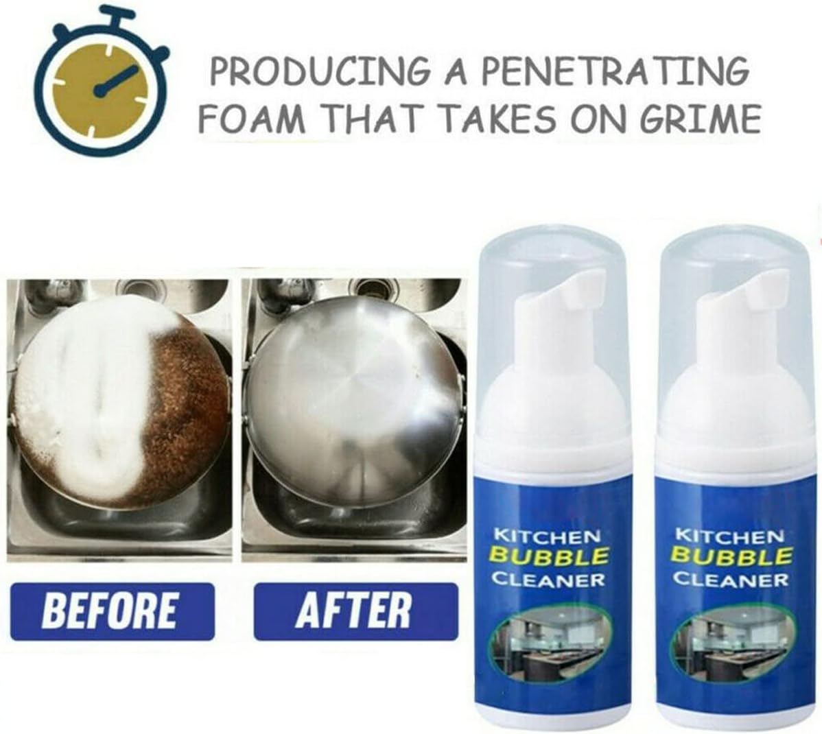 Foam Rust Remover Kitchen All-purpose Cleaning Bubble Spray, Multi-purpose Foam Kitchen Grease Cleaner, Rinse-free Cleaning Spray for