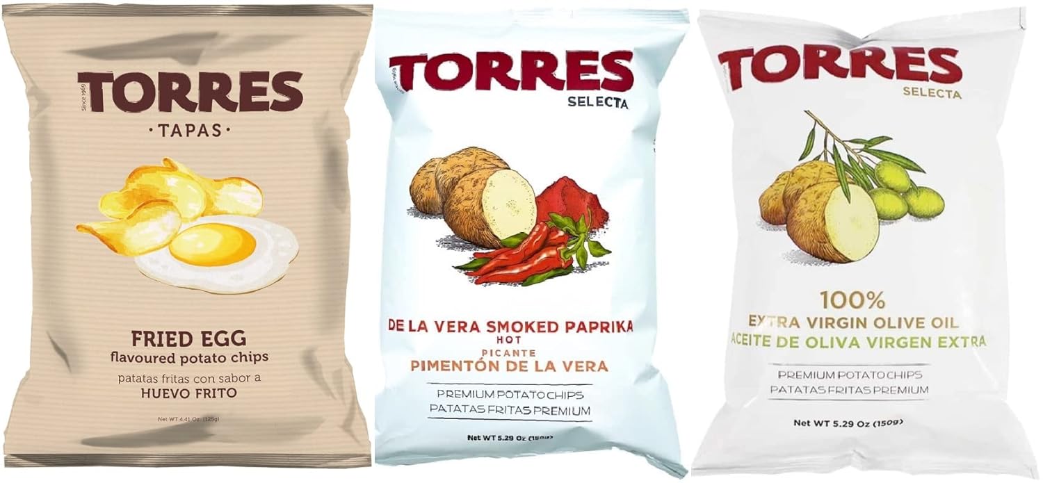(BIG BAGS) Torres Patatas fritas españolas hechas en Barcelona, España, edición limitada (paquete de 3)  Elige tus sabores favoritos (nuevo) Huevos