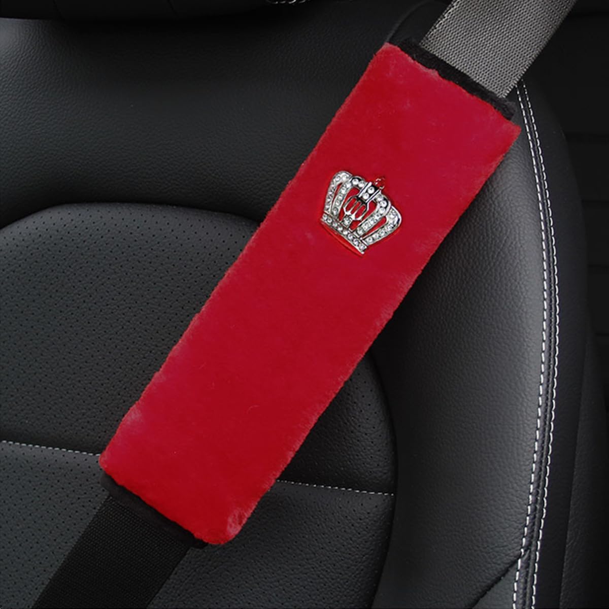 Almohadillas para cinturón de seguridad de automóvil con corona, fundas universales para correa de hombro para cinturón de seguridad, almohadilla de
