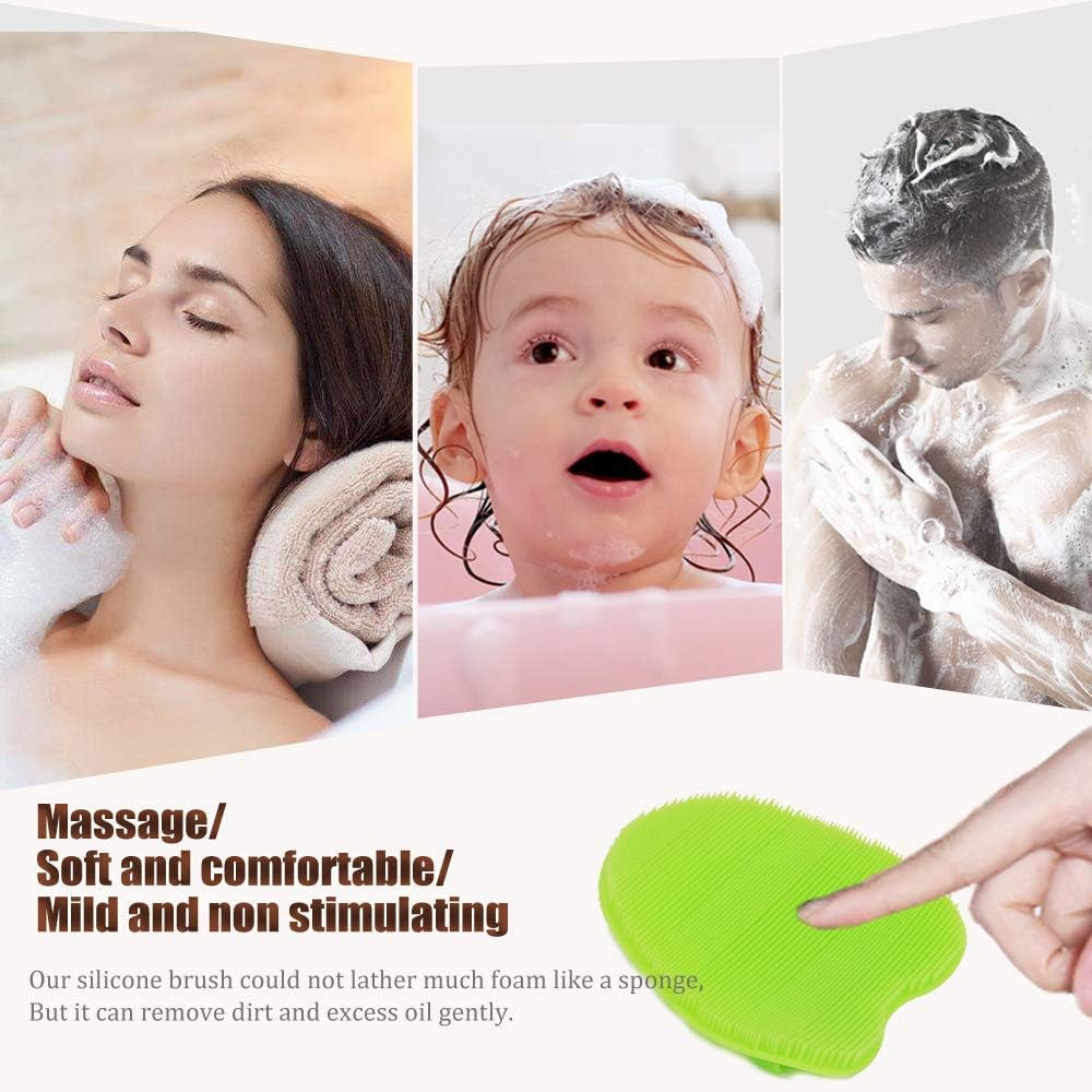 1 cepillo de ducha de silicona suave para el cuerpo, rostro y pelo corto, limpiador, exfoliante, masajeador, guante para cepillado de la piel seca,