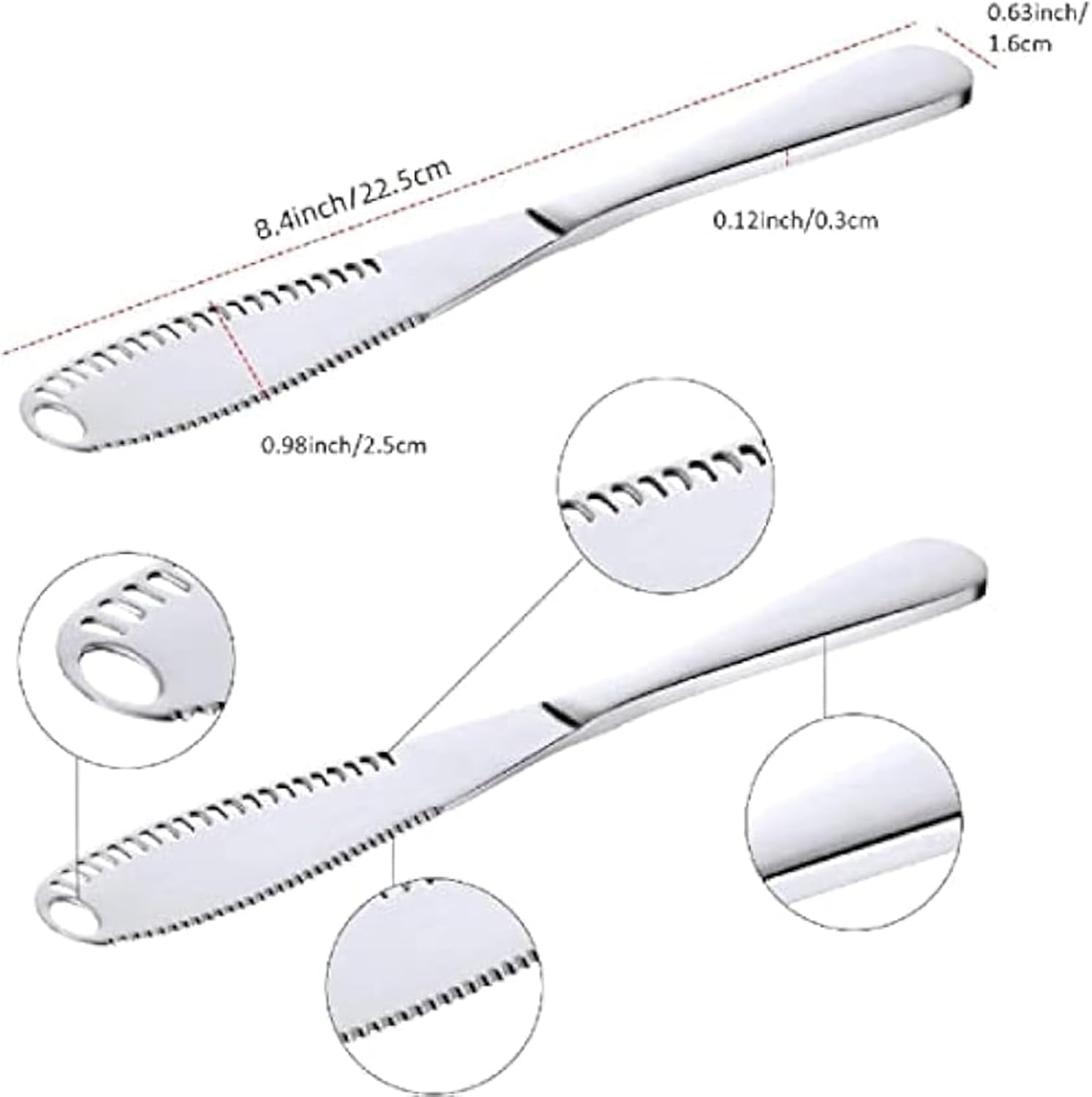 Cuchillo esparcidor de mantequilla de acero inoxidable con asa, cuchillo de rebanador 3 en 1, cuchillo de mantequilla esparcidor y rizador con