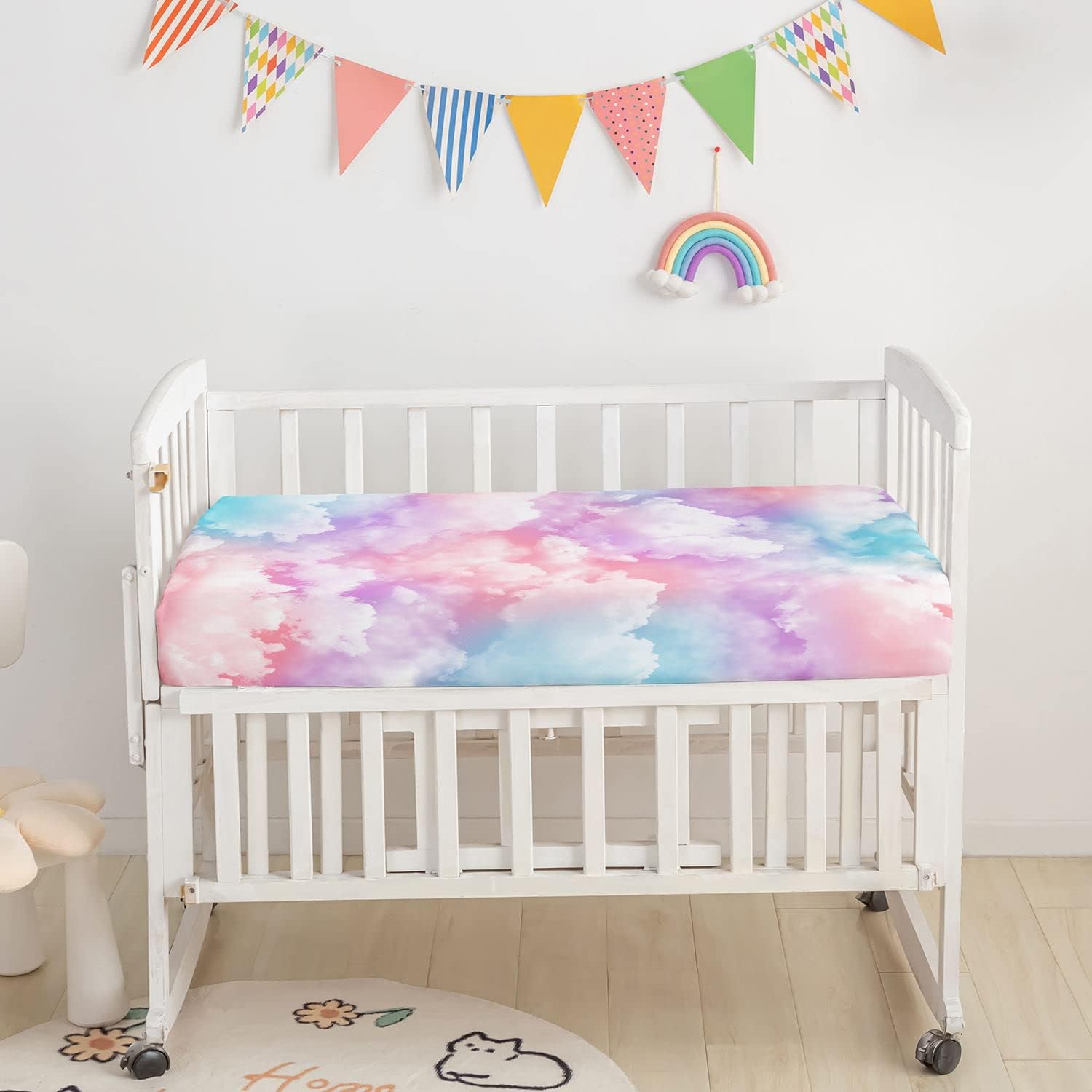 Datura home Juego de ropa de cama para cuna, 3 piezas de ropa de cama para cuna con edredón, sábana de cuna y falda de cuna, ropa de cama de