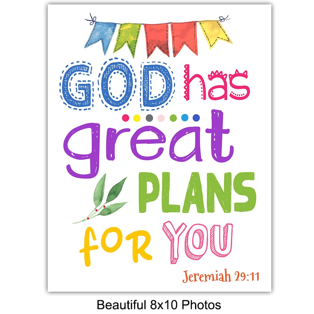 Bible Verse Wall Art – Scripture Wall Art – Christian Wall Art for Kids, Boys, Girls Bedroom – Religious Gifts for Kids – Aesthetic Wall Collage Kit