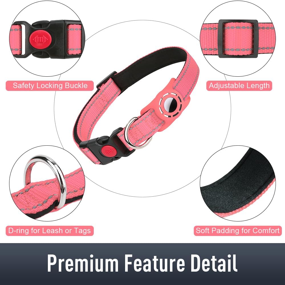 Airtag – Collar de perro para cachorros, collares reflectantes con soporte AirTag, hebilla de bloqueo de seguridad y acolchado suave, collar de
