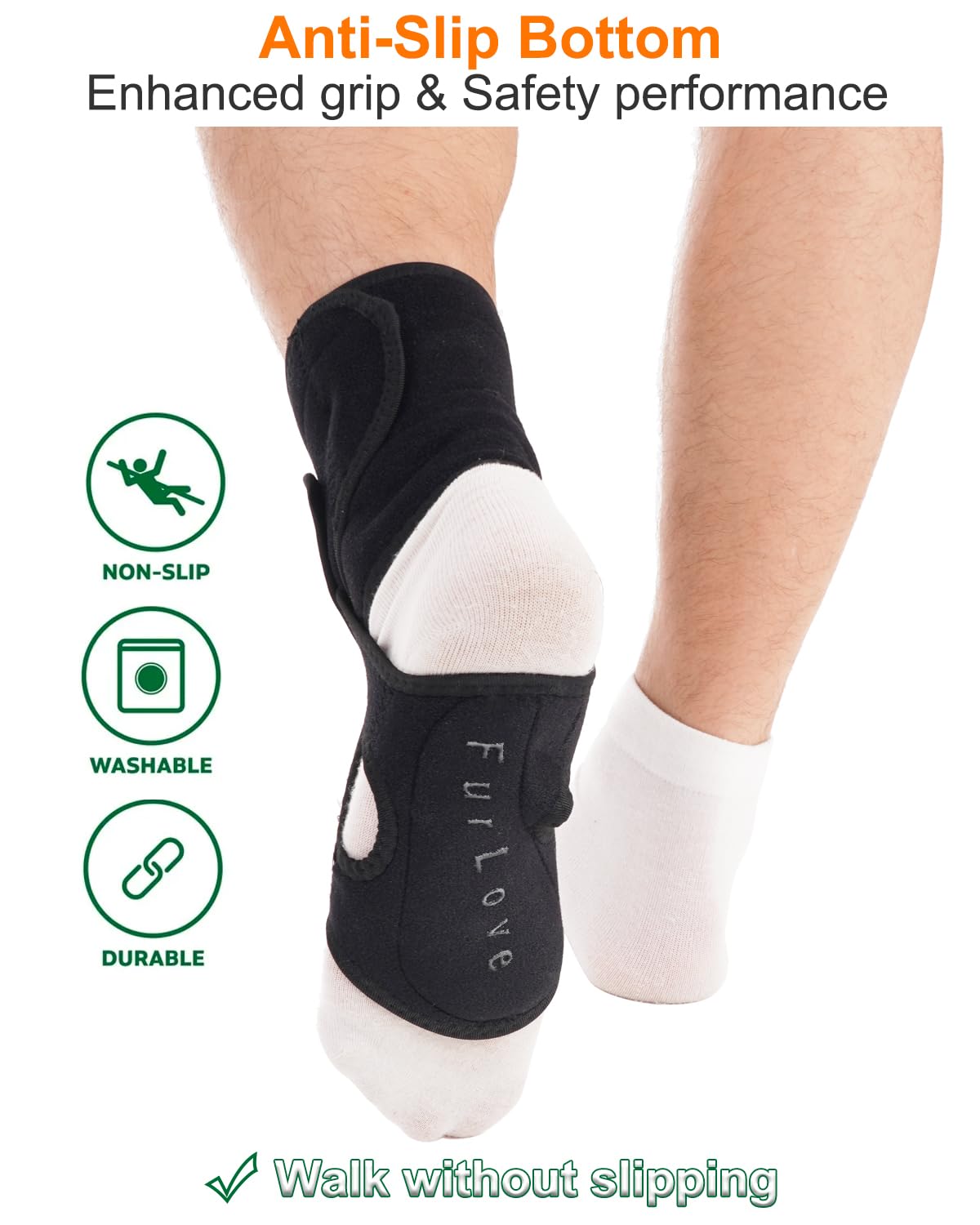 Furlove AFO – Soporte de pie para caminar, soporte de pie caído con zapatos, férula nocturna suave para caída del pie, soporte de caída de pie para