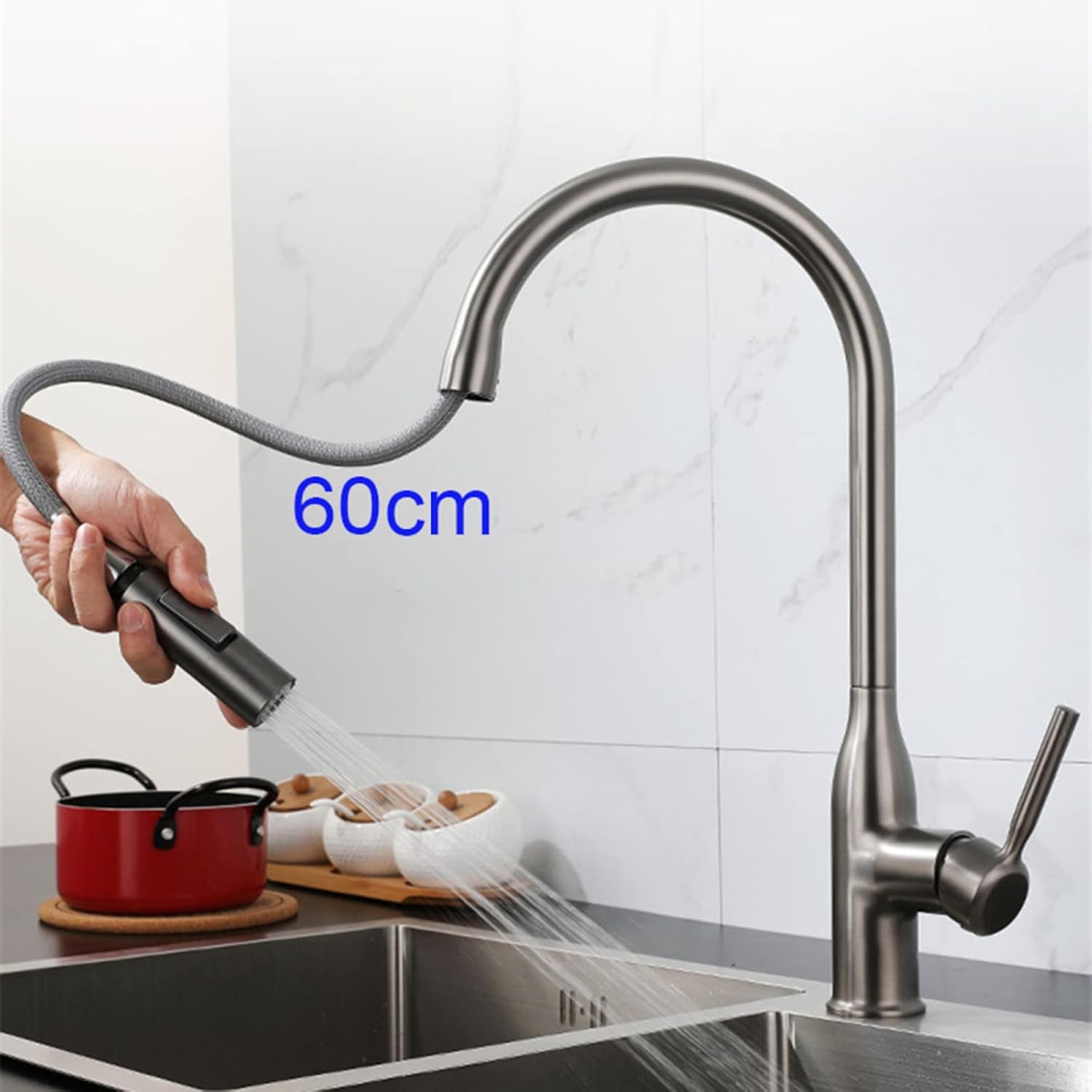 Grifo de cocina extraíble, grifo de fregadero de cocina, 2 tipos de modos de salida de agua, grifos de cocina giratorios de 360 grados, grifo de