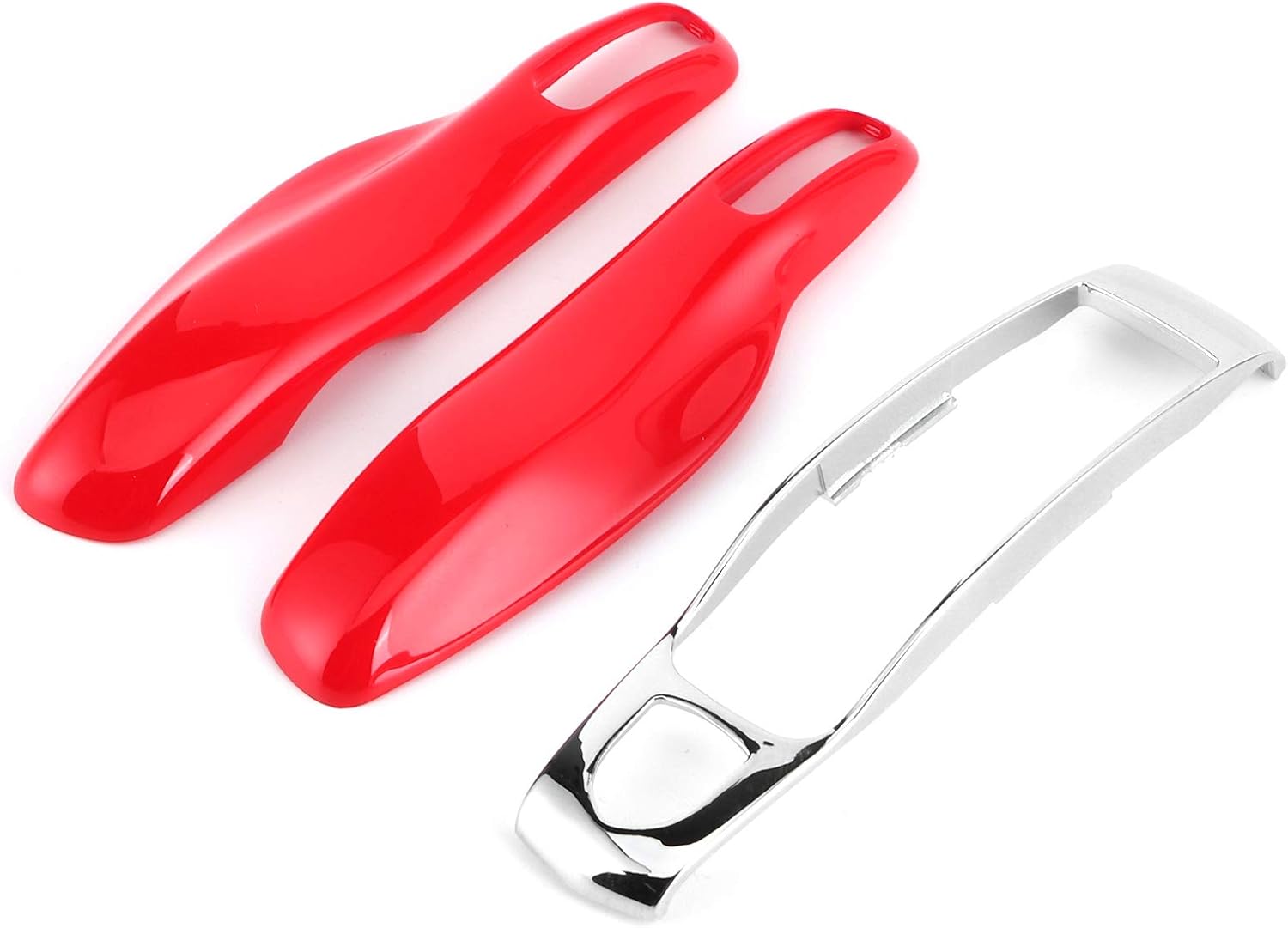 Fydun Funda protectora para llavero, 3 piezas, funda protectora para llavero remoto, MacanCayennePanamera (rojo + plateado)